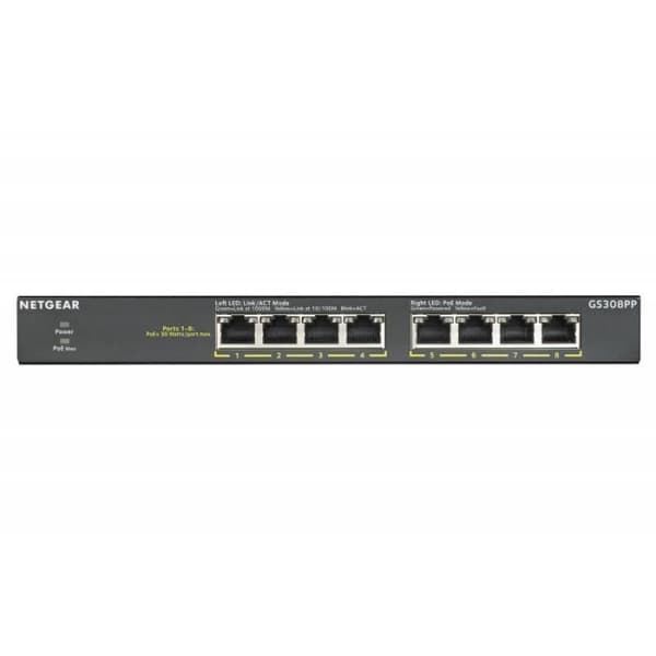 NETGEAR - 8-PORTAR GE PoE - 8-PORTAR GE PoE+ OHANTERAD Svart