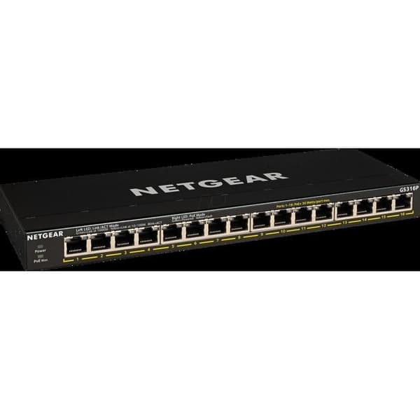 Switch - Netgear - GS316EPP - 16 portar - PoE+ - Gigabit Ethernet