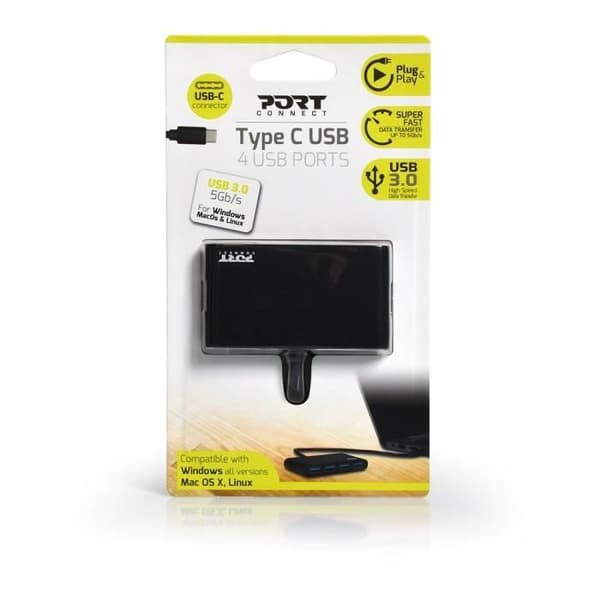 PORTDESIGNS USB 3.0 Hub - 4 portar - 30 cm kabel