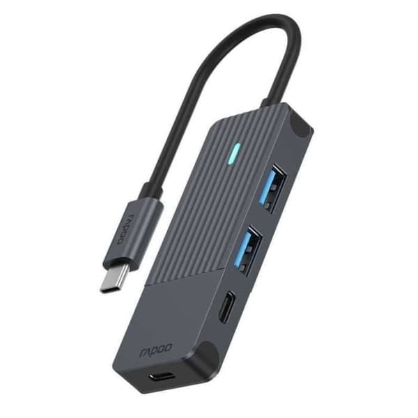 RAPOO USB-C TILL USB-A &amp; USB-C ALUMINIUM HUB, 2 amerikanska DATAPORTAR