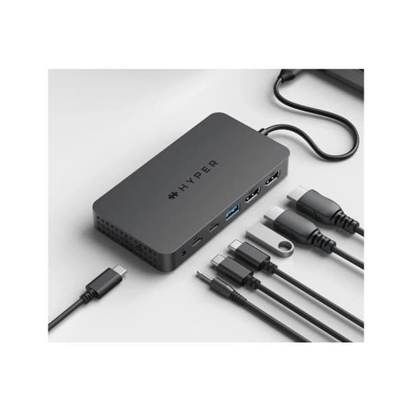 USB-C-adapter - Hyper - HD70002GL - 7 portar - Dubbel HDMI 4K - Snabbladdning 100W