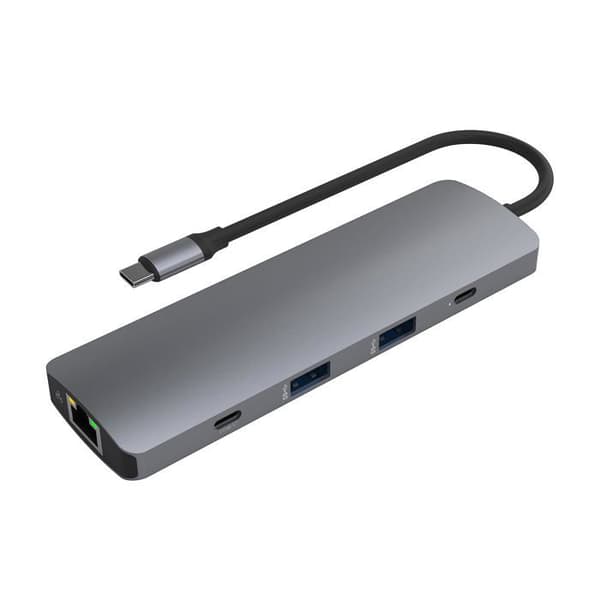 USB-C-hubb - T'nB - iClick 9 i 1 - Sideralgrå - HDMI 4K - USB-C PD-laddning - 9 portar