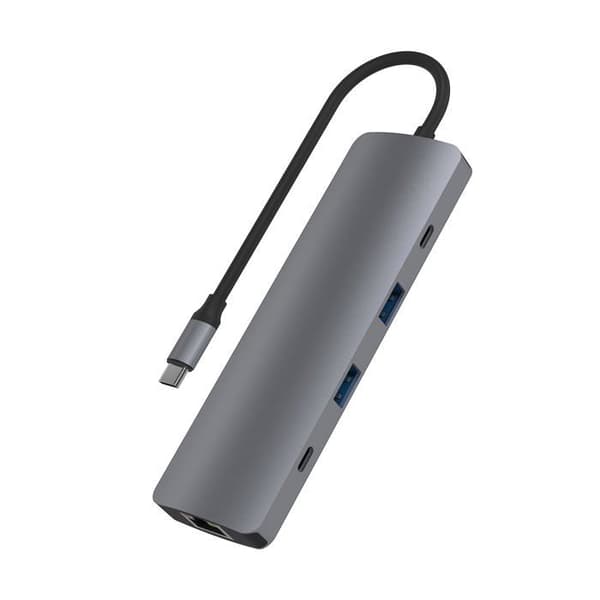 USB-C-hubb - T'nB - iClick 9 i 1 - Sideralgrå - HDMI 4K - USB-C PD-laddning - 9 portar