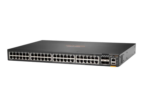 HPE Aruba Networking CX 6200F 48G 4SFP+ Switch - Switch - L3 - Administrerad - 48 x 10/100/1000 + 4 x 100/1000/10G SFP+ - framsidan och sida till bak