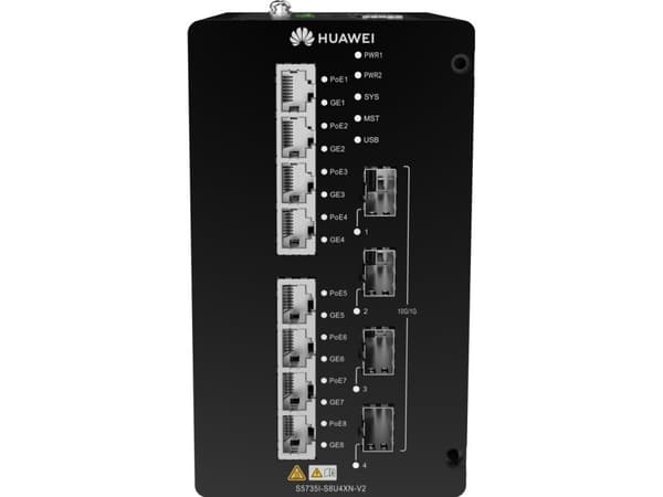 Huawei CloudEngine S5735I-S8U4XN-V2, Håndtert, Gigabit Ethernet (10/100/1000), Strøm over Ethernet (PoE), Rack-montering