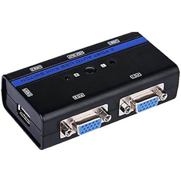 AISENS A111 – 0064 – KVM VGA USB-tangentbord och musswitch med kabel för att styra två processorer, svart färg Svart