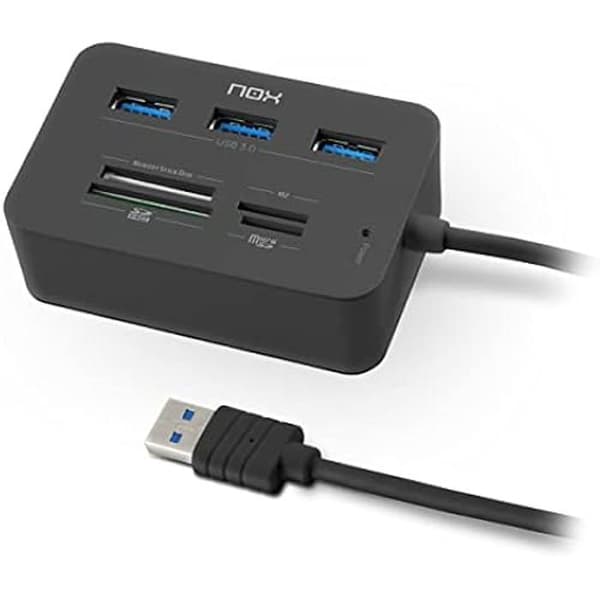 NOX USB 3 komplett kortläsare -NXLITERDRONE- USB HUB och kortläsare, kompatibel med de flesta kort, USB 3.0,