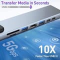Miniatyrbild 3 av 4: USB C HUB, 8 i 1 USB C-adapter med 4k/30hz HDMI, 100 W PD, USB C 2.0-port, USB 3.0+2.0, SD/TF/SD-kortläsare, Grå