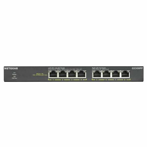 Svitsj Netgear GS308PP-100EUS RJ-45 Sort