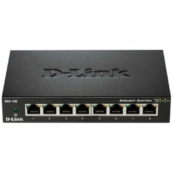 Kytkin D-Link DGS-108 8 p 10 / 100 / 1000 Mbps musta