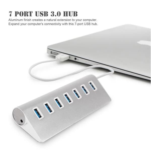 Aluminium 7-portars USB 3.0 HUB Splitter High Speed USB Hub Adapter för laptop macbook