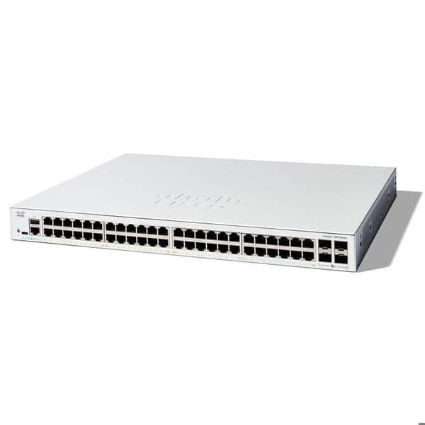 Switch - CISCO - Catalyst 1300 - 48 portar GE - 4x10G SFP+ - Avancerad säkerhet Vit