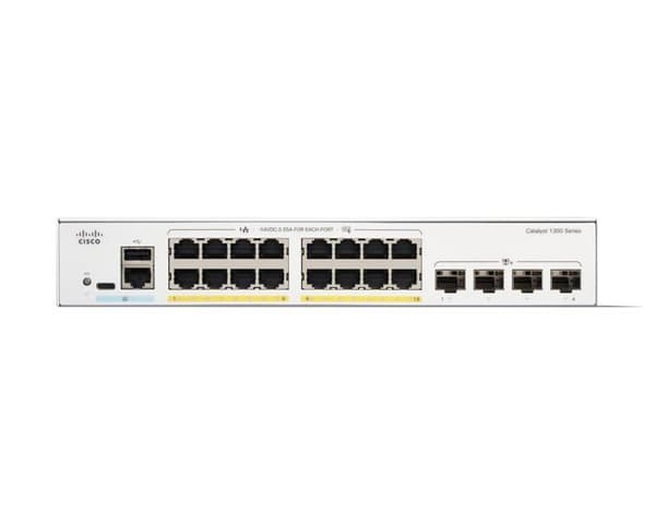 Switch - CISCO - Catalyst 1300 - 16 portar GE PoE - 4x10G SFP+ - Avancerad säkerhet