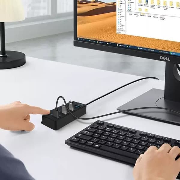 USB till USB 3.0 Hub - 3x USB 2.0 Dataöverföring 5Gb-s LinQ Black