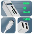 Miniatyrbild 4 av 4: 5 i 1 USB-C Hub: 3 USB-portar och LinQ MicroSD SD-kortläsare Silver