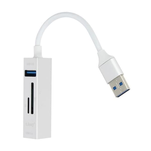 5 i 1 USB-hubb: 3 USB-portar och LinQ MicroSD SD-kortläsare Silver