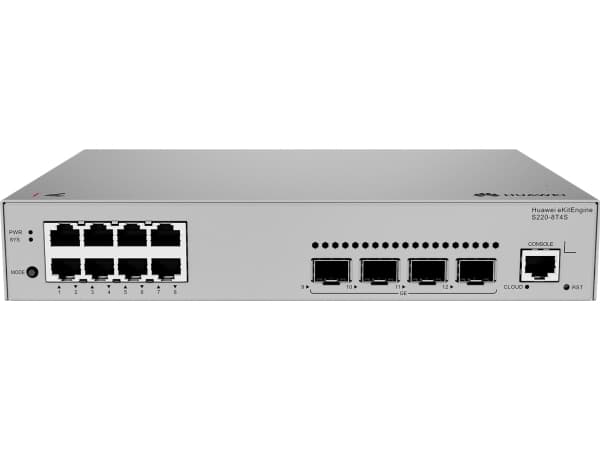 Huawei eKitEngine S220 Series S220-8T4S - Switch - Styrt - 8 x 10/100/1000 + 4 x 1 Gigabit SFP - front til side luftstrøm - rackmonterbar