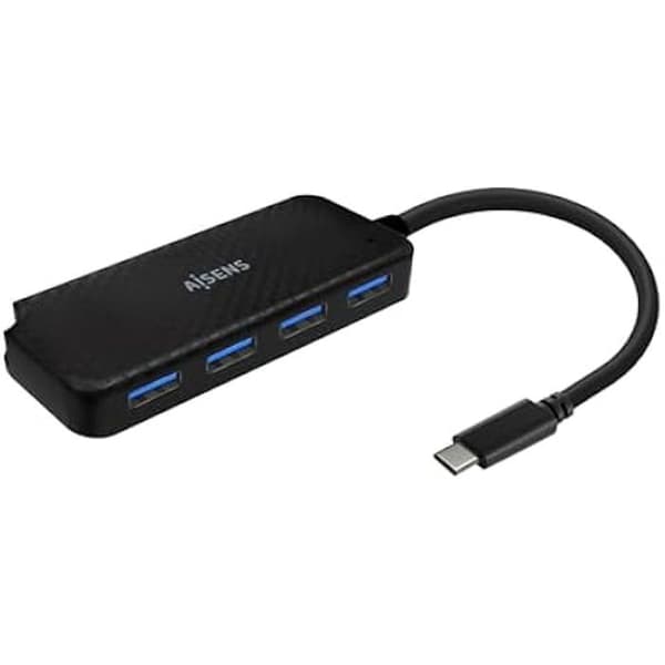 AISENS - A109-0715 - USB 3.1 USB-C Hub, USB-C/M-4XType A/H, Svart, 15 cm