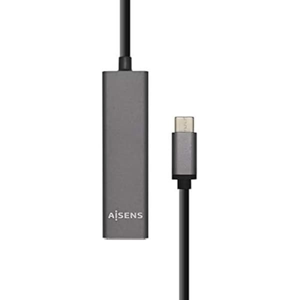 Aisens - A109-0403 - USB 3.1 USB-C Hub, USB-C hane till 4 x typ A hona, grå, 15 cm