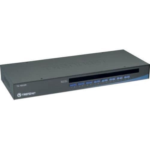 Switch KVM 16 portar - TRENDnet - TK-1603R - USB och PS/2 - Rackmonterbar - Svart