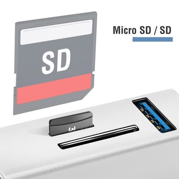5 i 1 USB-C Hub 3x USB-portar SD-micro-SD-kortläsare Silver