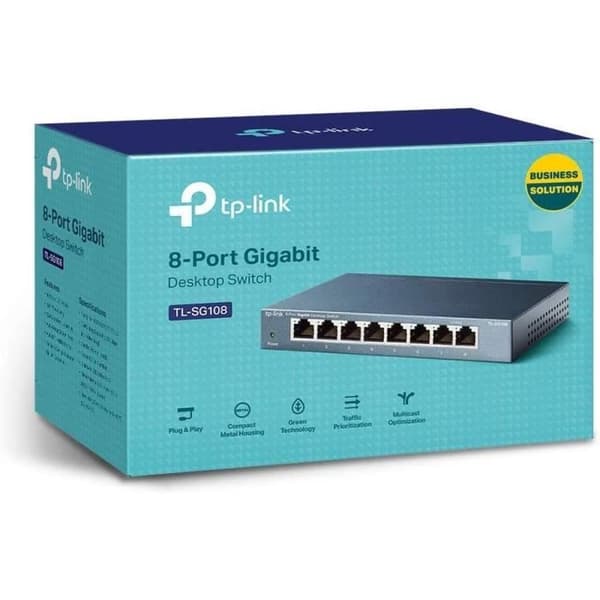 TP-Link 8-portars Gigabit 10/100/1000 Mbps Desktop Switch TL-SG108 Idealisk för att utöka trådbundet nätverk för hemmakontor