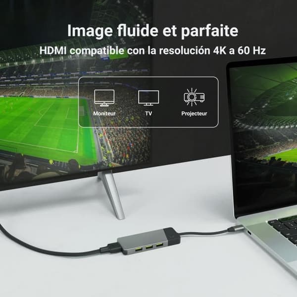GC Connect 7in1 HUB-adapter (3xUSB-A 3.1 HDMI 4K 60Hz USB-C PD 85W) för Apple MacBook M1/M2, Lenovo X1, Asus ZenBook, Dell XPS