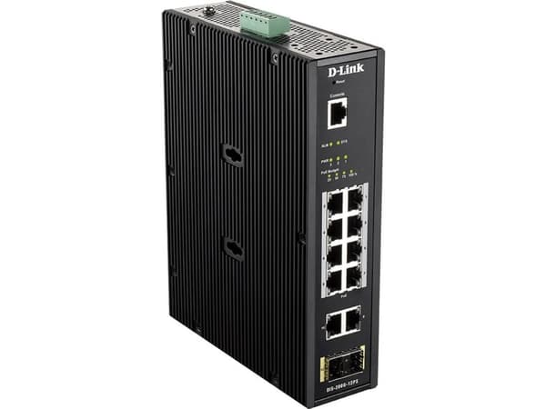 D-Link DIS-200G-12PS, hanterad, L2, Gigabit Ethernet (10/100/1000), Strömförsörjning via Ethernet (PoE) stöd, Rackmontering, Monteringsbar på väggen