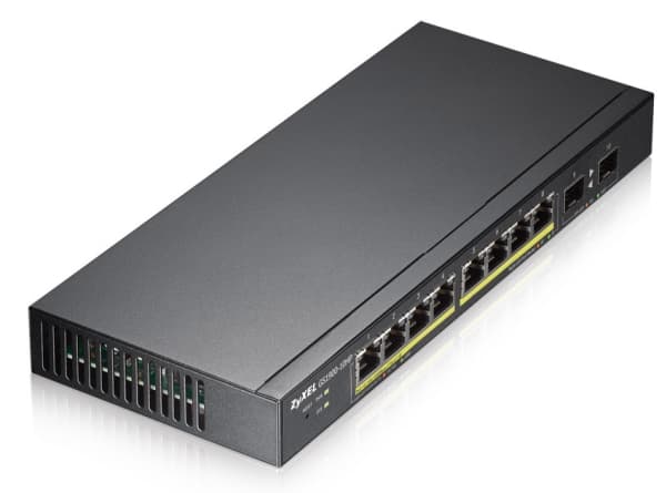 Zyxel GS1900-10HP - Switch - smart - 8 x 10/100/1000 (PoE+) + 2 x Gigabit SFP - skrivbordsmodell, väggmonterbar - PoE+ (77 W)
