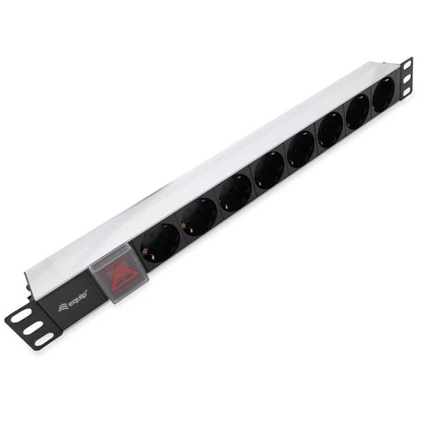 Equip 333293 19´´ 8 Stikkontakter Med Afbryder Strømskinne Til Rack Sort One Size / EU Plug Sort, Sølv