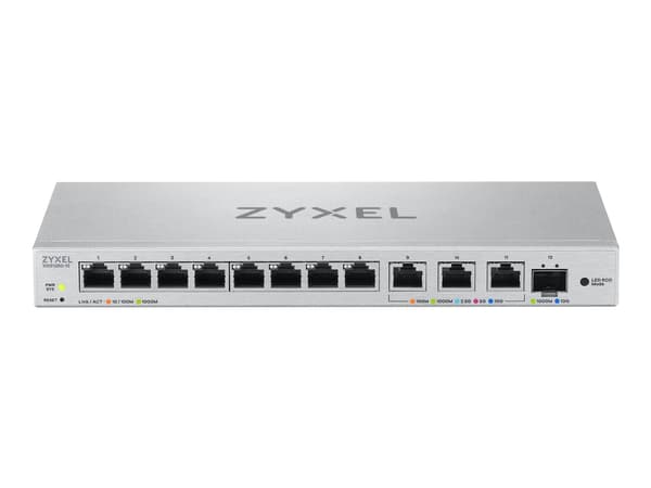 Zyxel XGS1250-12 - Switch - Administrerad - 8 x 10/100/1000 + 3 x 1/2.5/5/10GBase-T + 1 x 1 Gigabit / 10 Gigabit SFP+ - skrivbordsmodell