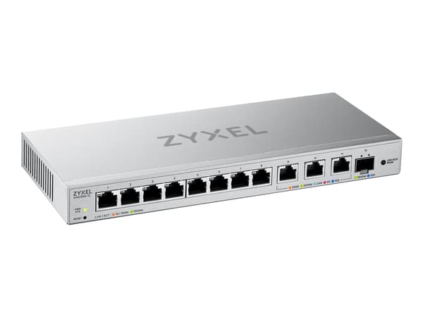 Zyxel XGS1250-12 - Switch - Administrerad - 8 x 10/100/1000 + 3 x 1/2.5/5/10GBase-T + 1 x 1 Gigabit / 10 Gigabit SFP+ - skrivbordsmodell