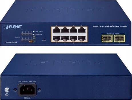 PLANET 8-Port 10/100/1000T 802.3at, Managed, L2, Gigabit Ethernet (10/100/1000), Full duplex