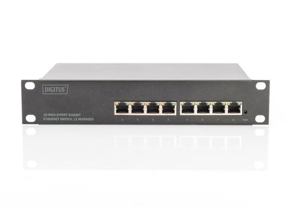 10" rackmonterad Ethernet-switch 8 portar RJ45 Gigabit Managed