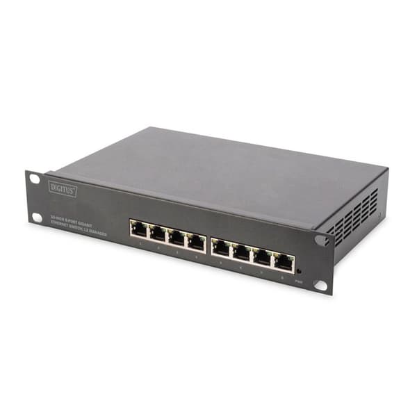10" rackmonterad Ethernet-switch 8 portar RJ45 Gigabit Managed