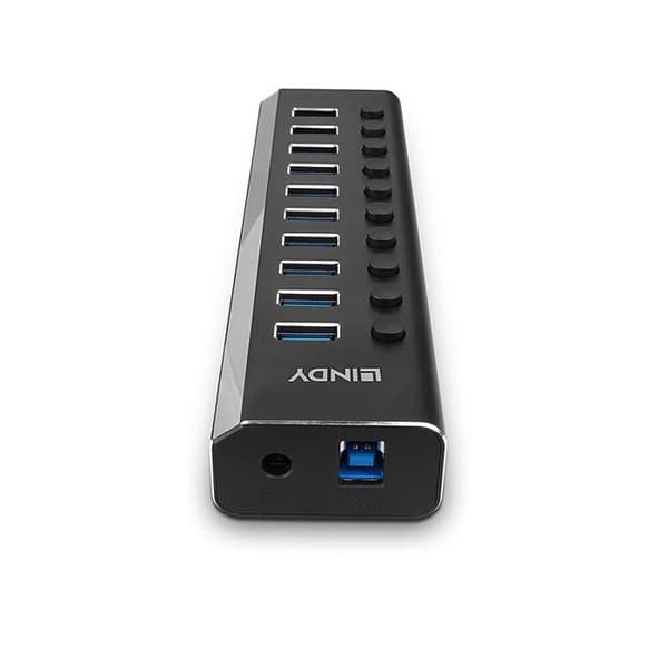 LINDY 10-portars USB 3.2 Gen1 Hub med individuella switchar
