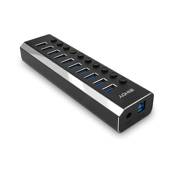 LINDY 10-portars USB 3.2 Gen1 Hub med individuella switchar