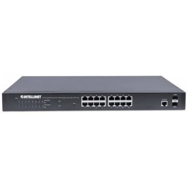 Nätverksswitch - INTELLINET - 561198 - 16 portar - Gigabit Ethernet - PoE-funktion