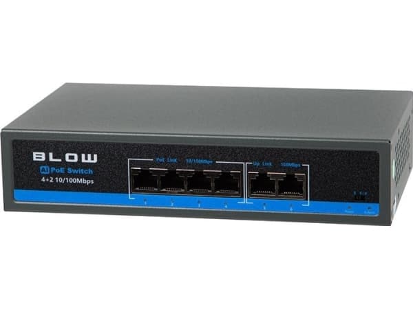 Switch Blow 77-935# Switch poe do kamer blow 4poe 100mbs 75w bl-sw6-4p