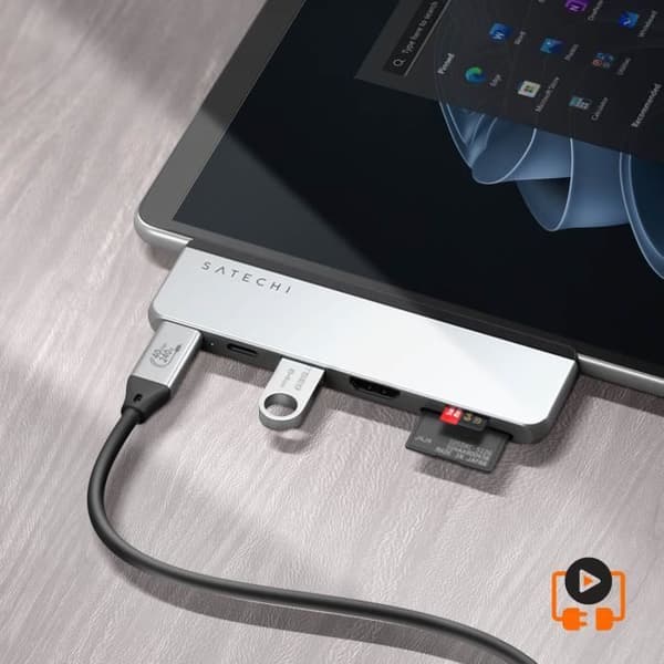 USB-C-hubb - Satechi - Surface Pro 9 - HDMI 4K - USB 3.2 10Gbps - 2 USB-C-portar
