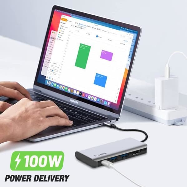 Hub-adapter USB-C - Belkin - 4i1 - HDMI 4K - 2x USB 3.0 - Power Delivery 100W