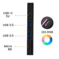 Miniatyrbild 4 av 4: USB-hubb - LinQ - SSD-hårddiskläsare - 2 USB-portar - TF-kortläsare - Svart