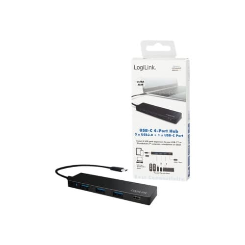 LogiLink Ultra-slim USB-C 3.1 hub - hubb - 4 portar