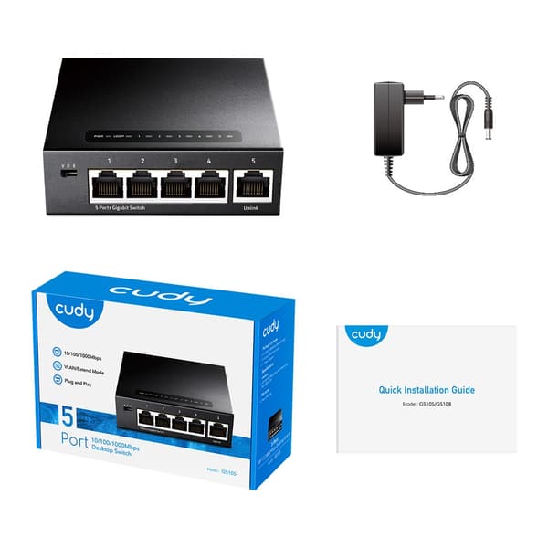 Cudy GS105 nätverksswitch Gigabit Ethernet (10/100/1000) Svart