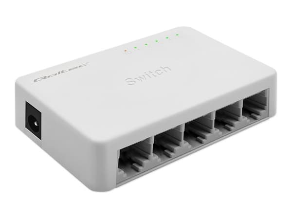 Qoltec - Switch - ohanterad - 5 x 10/100/1000 - skrivbordsmodell