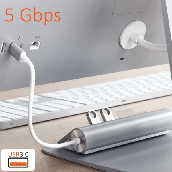USB C-hubb - Satechi - 5 i 1 - 3 USB 3.0-portar - SD-kortläsare - Borstad aluminium