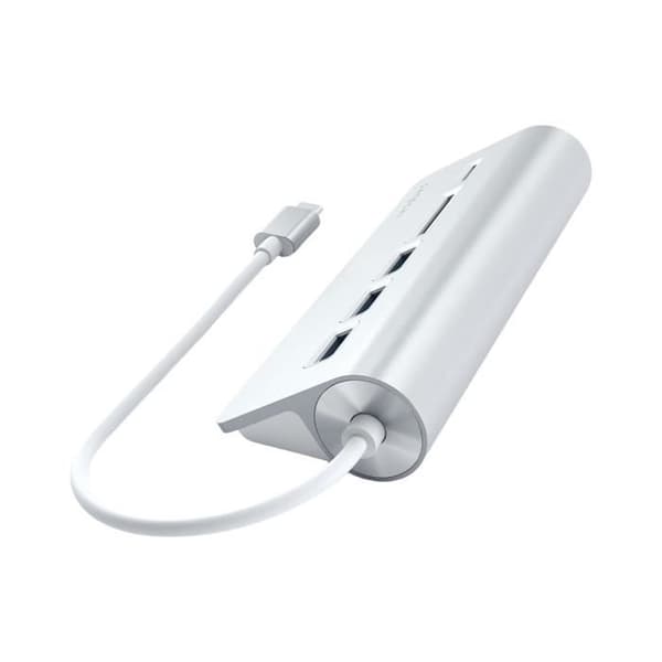 USB C-hubb - Satechi - 5 i 1 - 3 USB 3.0-portar - SD-kortläsare - Borstad aluminium