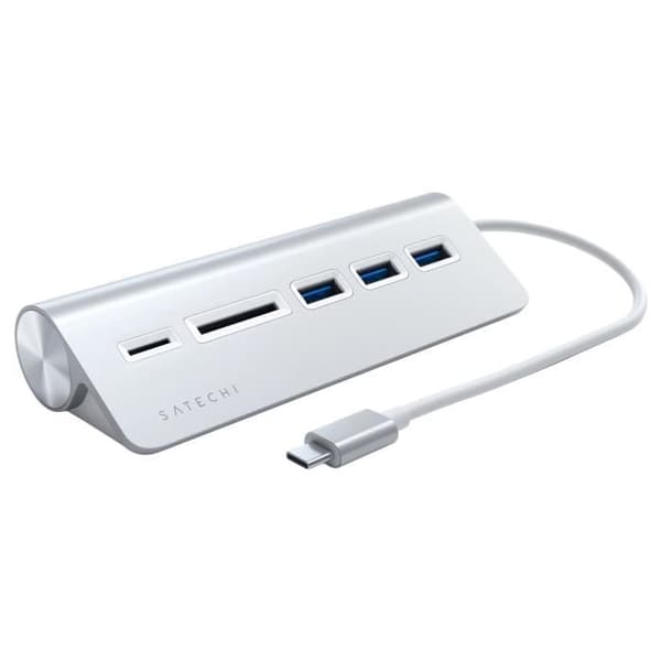 USB C-hubb - Satechi - 5 i 1 - 3 USB 3.0-portar - SD-kortläsare - Borstad aluminium