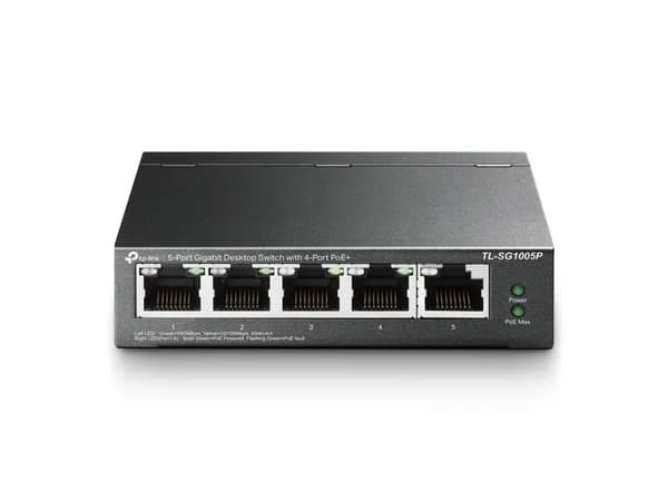 TP-Link TL-SG1005P, Ohanterad, Gigabit Ethernet (10/100/1000), Strömförsörjning via Ethernet (PoE) stöd Svart