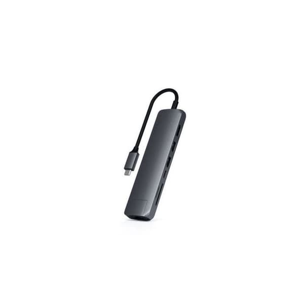 Smal USB-C Hub med Satechi Single-Wing Ethernet Adapter Grå-Silver
